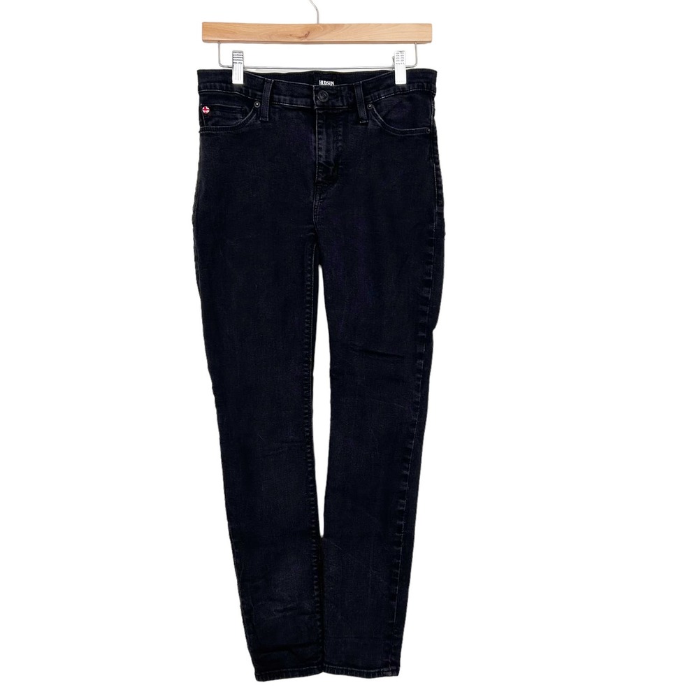 Hudson Black Natalie Mid Rise Super Skinny Ankle Jeans Sz 28